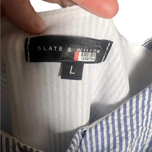 Slate and Willow blue and white seersucker jumpsuit in excellent condition - Picture 8 of 8